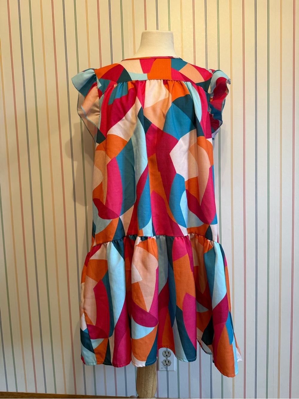 Haptics by Holly Harper Abstract Colorblock Flutter Dress Unique Pattern